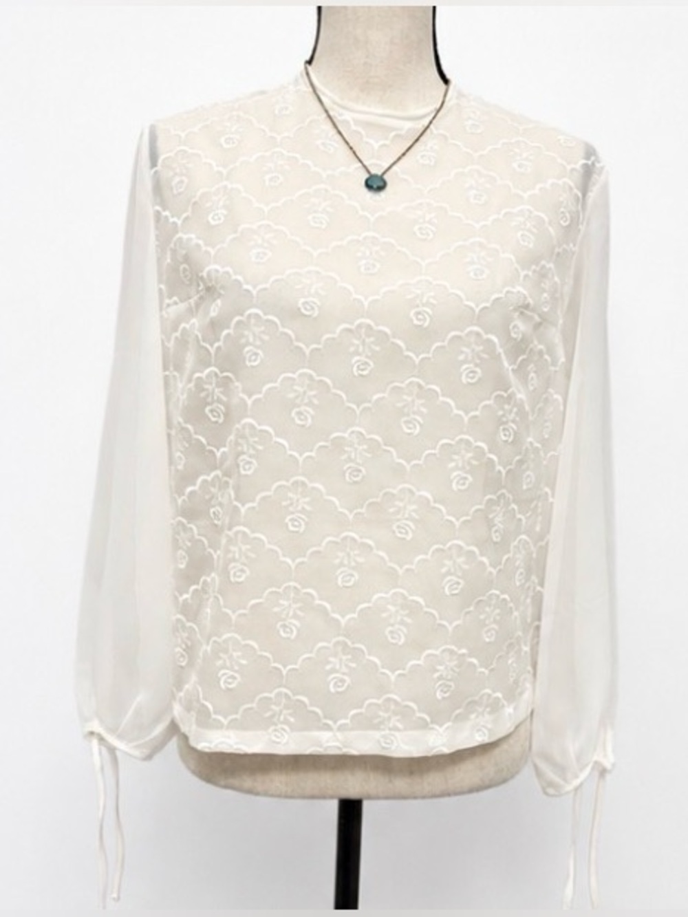 Vintage Trevira Sheer White Lace Women's Top